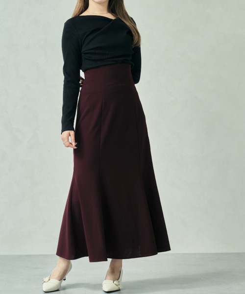 MISCH MASCH（ミッシュマッシュ）の「一部店舗限定 2025秋冬新作 ハイウエストマーメイドスカート（スカート・レディース・ブラック/ワイン/モカ・ﾌﾘ-）」の18枚目の写真