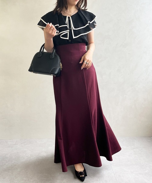 MISCH MASCH（ミッシュマッシュ）の「一部店舗限定 2025秋冬新作 ハイウエストマーメイドスカート（スカート・レディース・ブラック/ワイン/モカ・ﾌﾘ-）」の16枚目の写真