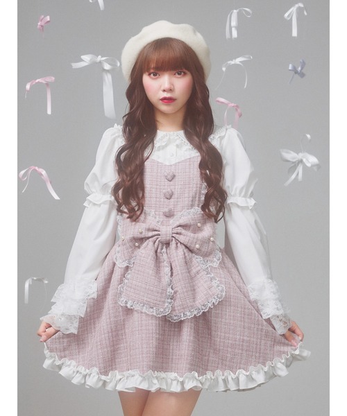 Ank Rouge（アンクルージュ）の「キラキラツイードお姫様ワンピース（ワンピース・レディース・ピンク/ブラック・M）」の2枚目の写真