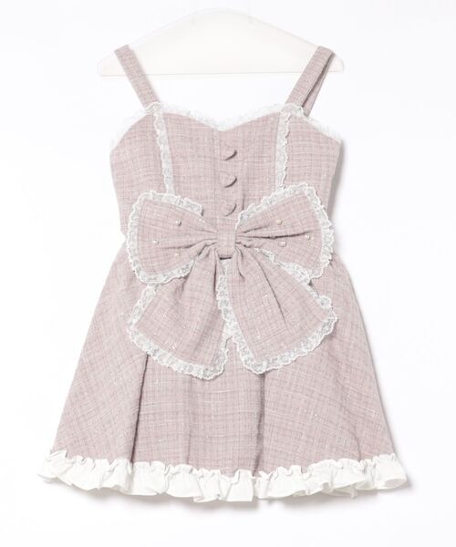 Ank Rouge（アンクルージュ）の「キラキラツイードお姫様ワンピース（ワンピース・レディース・ピンク/ブラック・M）」の4枚目の写真