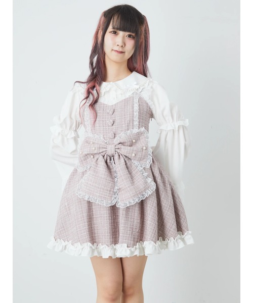 Ank Rouge（アンクルージュ）の「キラキラツイードお姫様ワンピース（ワンピース・レディース・ピンク/ブラック・M）」の5枚目の写真