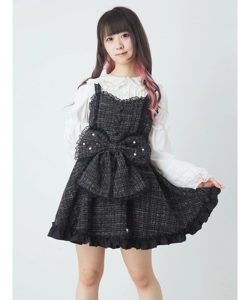 Ank Rouge（アンクルージュ）の「キラキラツイードお姫様ワンピース（ワンピース・レディース・ピンク/ブラック・M）」の6枚目の写真