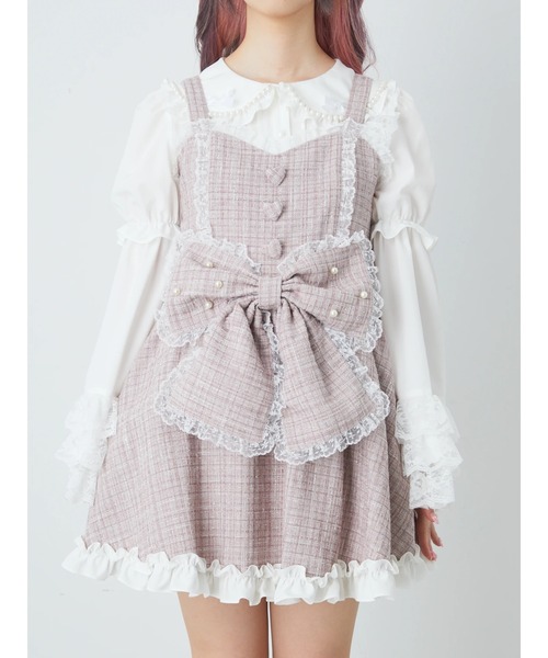 Ank Rouge（アンクルージュ）の「キラキラツイードお姫様ワンピース（ワンピース・レディース・ピンク/ブラック・M）」の7枚目の写真