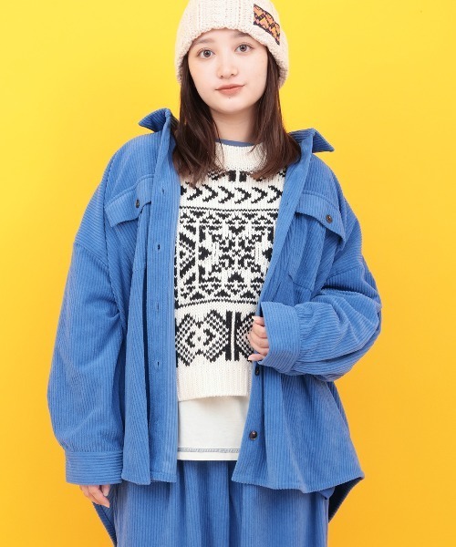 チチカカ(チチカカ)の「Orale! 太コーデュロイシャツジャケット(シャツ/ブラウス・レディース・ブルー/ブラック/アイボリー・FREE)」の3枚目の写真