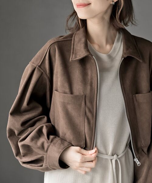 rps(アールピーエス)の「スエードポンチショートブルゾン(ブルゾン・レディース・グレイッシュベージュ/ブラウン/チャコールグレー・フリー)」の3枚目の写真