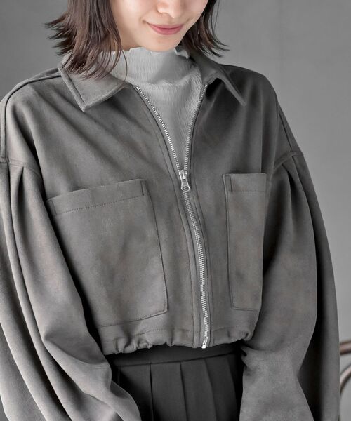 rps(アールピーエス)の「スエードポンチショートブルゾン(ブルゾン・レディース・グレイッシュベージュ/ブラウン/チャコールグレー・フリー)」の22枚目の写真