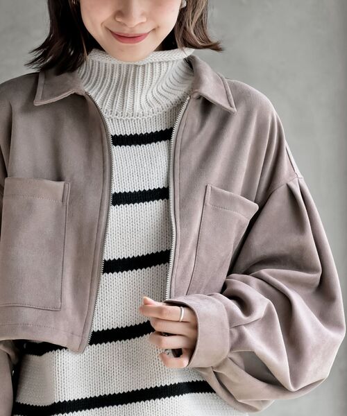 rps(アールピーエス)の「スエードポンチショートブルゾン(ブルゾン・レディース・グレイッシュベージュ/ブラウン/チャコールグレー・フリー)」の18枚目の写真