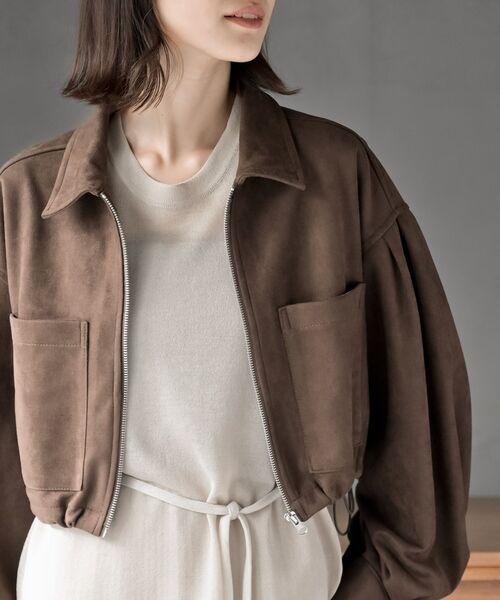 rps(アールピーエス)の「スエードポンチショートブルゾン(ブルゾン・レディース・グレイッシュベージュ/ブラウン/チャコールグレー・フリー)」の14枚目の写真