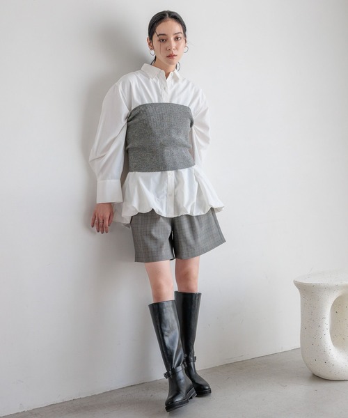 LOWRYS FARM（ローリーズファーム）の「バルーンチュニックシャツ　581116（シャツ/ブラウス・レディース・オフホワイト/ブラック・FREE）」の6枚目の写真