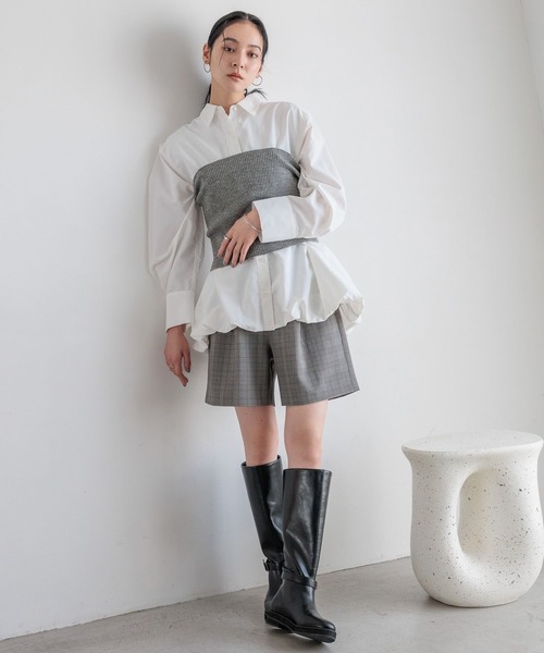 LOWRYS FARM（ローリーズファーム）の「バルーンチュニックシャツ　581116（シャツ/ブラウス・レディース・オフホワイト/ブラック・FREE）」の7枚目の写真