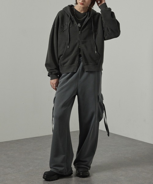 【セール】【Alfred Alex】ヴィンテージ加工ピグメント パッチロゴダブルジップパーカー【セットアップ対応】（パーカー）｜Alfred Alex（アルフレッドアレックス）