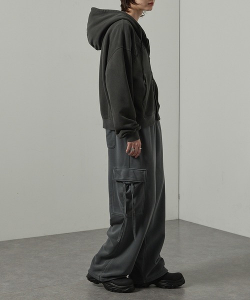 【セール】【Alfred Alex】ヴィンテージ加工ピグメント パッチロゴダブルジップパーカー【セットアップ対応】（パーカー）｜Alfred Alex（アルフレッドアレックス）