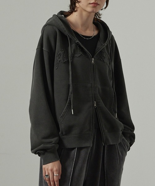 【セール】【Alfred Alex】ヴィンテージ加工ピグメント パッチロゴダブルジップパーカー【セットアップ対応】（パーカー）｜Alfred Alex（アルフレッドアレックス）