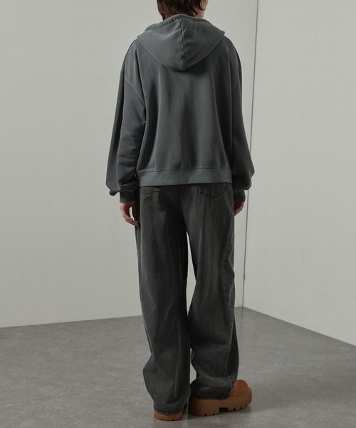 【セール】【Alfred Alex】ヴィンテージ加工ピグメント パッチロゴダブルジップパーカー【セットアップ対応】（パーカー）｜Alfred Alex（アルフレッドアレックス）