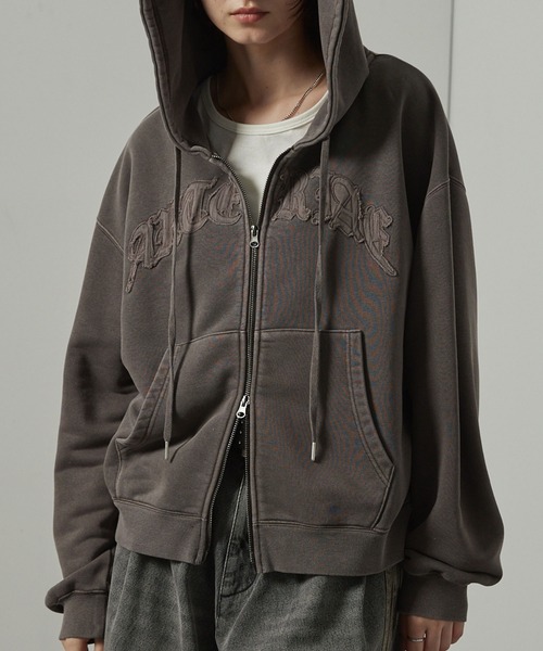 【セール】【Alfred Alex】ヴィンテージ加工ピグメント パッチロゴダブルジップパーカー【セットアップ対応】（パーカー）｜Alfred Alex（アルフレッドアレックス）