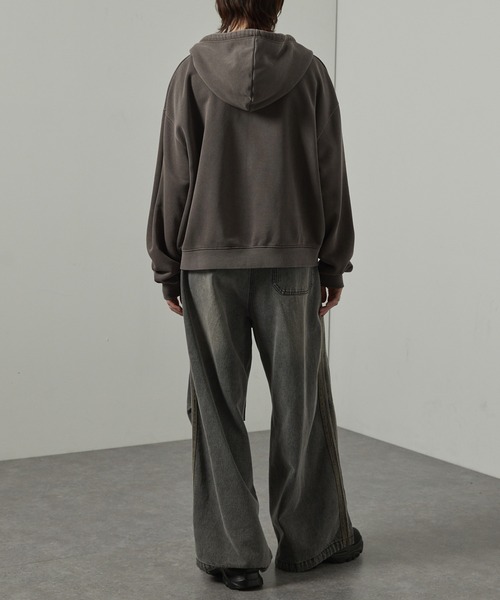 【セール】【Alfred Alex】ヴィンテージ加工ピグメント パッチロゴダブルジップパーカー【セットアップ対応】（パーカー）｜Alfred Alex（アルフレッドアレックス）