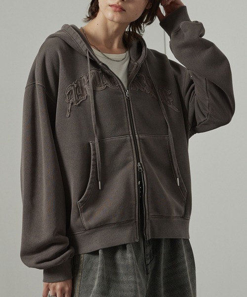 【セール】【Alfred Alex】ヴィンテージ加工ピグメント パッチロゴダブルジップパーカー【セットアップ対応】（パーカー）｜Alfred Alex（アルフレッドアレックス）