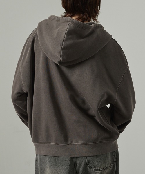 【セール】【Alfred Alex】ヴィンテージ加工ピグメント パッチロゴダブルジップパーカー【セットアップ対応】（パーカー）｜Alfred Alex（アルフレッドアレックス）