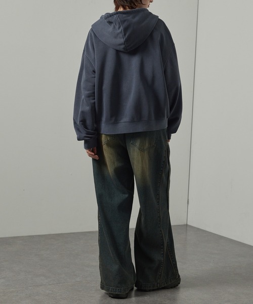 【セール】【Alfred Alex】ヴィンテージ加工ピグメント パッチロゴダブルジップパーカー【セットアップ対応】（パーカー）｜Alfred Alex（アルフレッドアレックス）