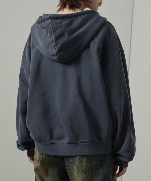 【セール】【Alfred Alex】ヴィンテージ加工ピグメント パッチロゴダブルジップパーカー【セットアップ対応】（パーカー）｜Alfred Alex（アルフレッドアレックス）