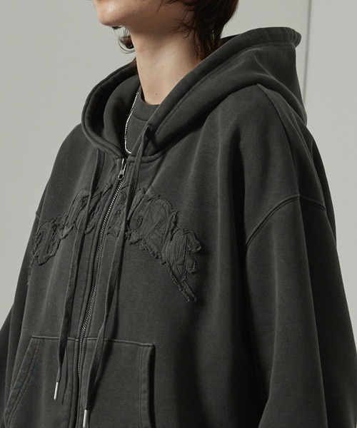 【セール】【Alfred Alex】ヴィンテージ加工ピグメント パッチロゴダブルジップパーカー【セットアップ対応】（パーカー）｜Alfred Alex（アルフレッドアレックス）