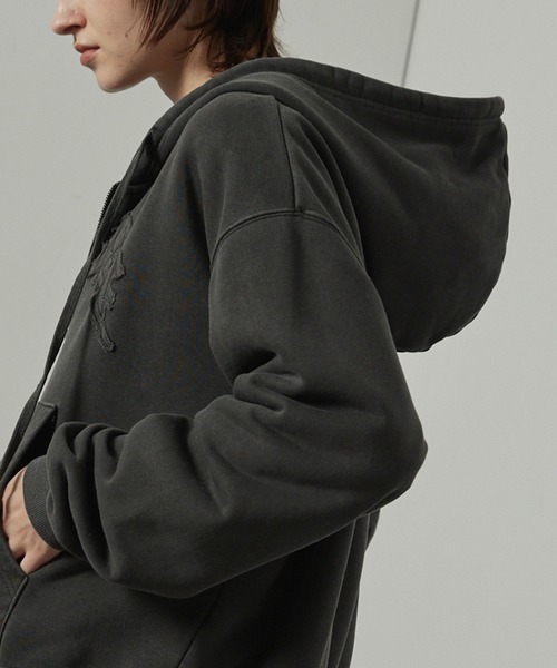 【セール】【Alfred Alex】ヴィンテージ加工ピグメント パッチロゴダブルジップパーカー【セットアップ対応】（パーカー）｜Alfred Alex（アルフレッドアレックス）