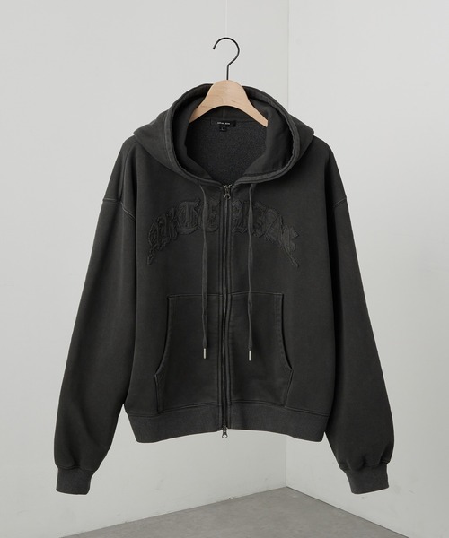 Alfred Alex（アルフレッドアレックス）の「【Alfred Alex】ヴィンテージ加工ピグメント パッチロゴダブルジップパーカー【セットアップ対応】（パーカー・メンズ・ダークブラウン/ブラック/チャコール/ブルー・L/M）」の5枚目の写真