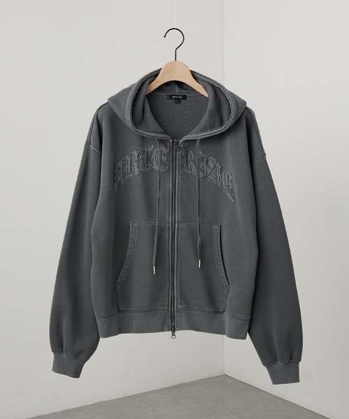 Alfred Alex（アルフレッドアレックス）の「【Alfred Alex】ヴィンテージ加工ピグメント パッチロゴダブルジップパーカー【セットアップ対応】（パーカー・メンズ・ダークブラウン/ブラック/チャコール/ブルー・L/M）」の8枚目の写真