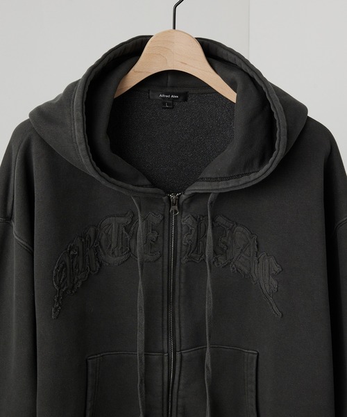 Alfred Alex（アルフレッドアレックス）の「【Alfred Alex】ヴィンテージ加工ピグメント パッチロゴダブルジップパーカー【セットアップ対応】（パーカー・メンズ・ダークブラウン/ブラック/チャコール/ブルー・L/M）」の17枚目の写真