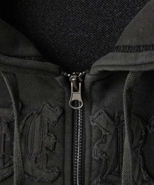 Alfred Alex（アルフレッドアレックス）の「【Alfred Alex】ヴィンテージ加工ピグメント パッチロゴダブルジップパーカー【セットアップ対応】（パーカー・メンズ・ダークブラウン/ブラック/チャコール/ブルー・L/M）」の19枚目の写真