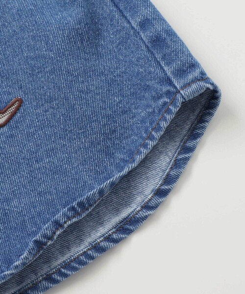 SLAP SLIP（スラップスリップ）の「【お揃い】恐竜刺しゅう切り替えチェックデニムコーデュロイシャツ(80~130cm)（シャツ/ブラウス・キッズ・ブルー/ベージュ・80ｃｍ/120cm/100cm/90cm/110cm/130cm）」の13枚目の写真