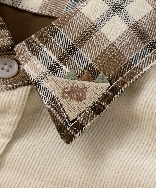 SLAP SLIP（スラップスリップ）の「【お揃い】恐竜刺しゅう切り替えチェックデニムコーデュロイシャツ(80~130cm)（シャツ/ブラウス・キッズ・ブルー/ベージュ・80ｃｍ/120cm/100cm/90cm/110cm/130cm）」の19枚目の写真