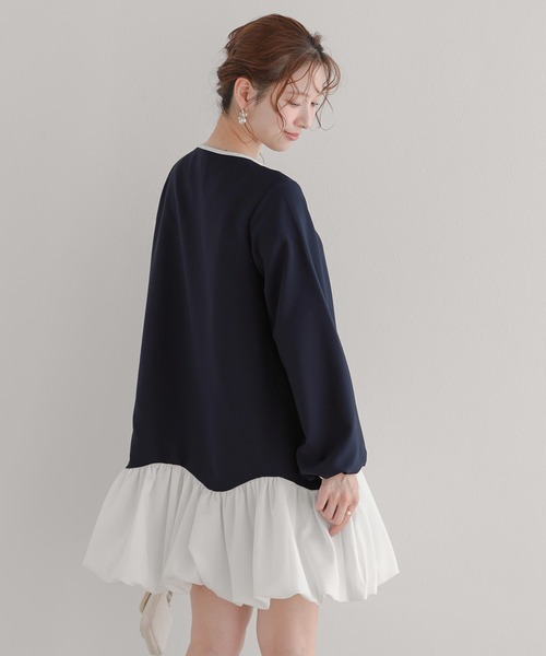 Fit more(フィットモア)の「カーブバルーンヘムミニワンピース(ワンピース・レディース・ブラック/ネイビー/ベージュ・FREE)」の10枚目の写真