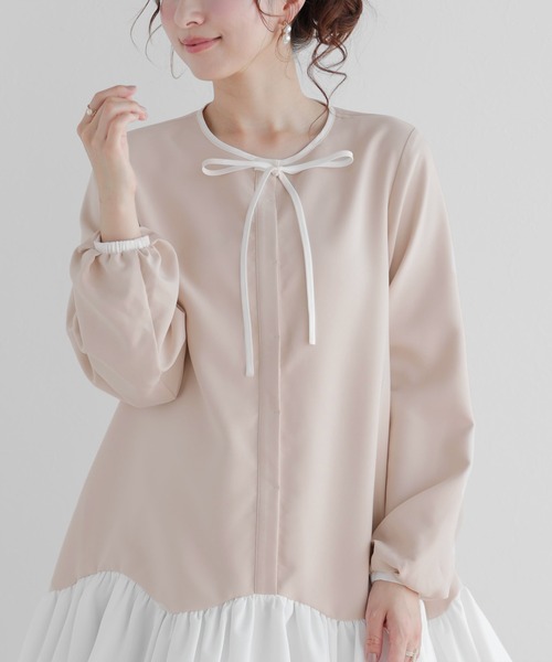 Fit more(フィットモア)の「カーブバルーンヘムミニワンピース(ワンピース・レディース・ブラック/ネイビー/ベージュ・FREE)」の12枚目の写真