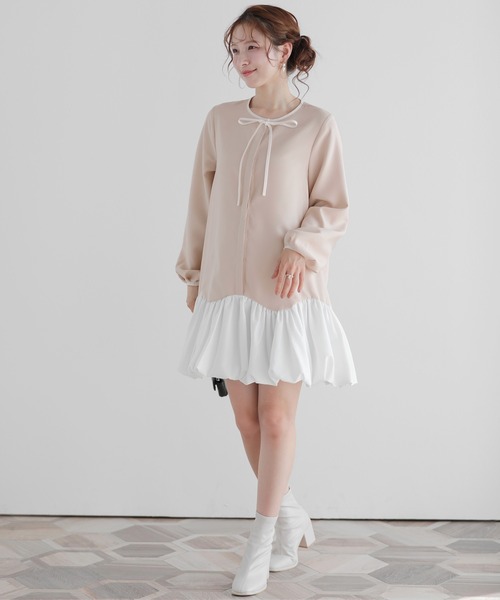 Fit more(フィットモア)の「カーブバルーンヘムミニワンピース(ワンピース・レディース・ブラック/ネイビー/ベージュ・FREE)」の14枚目の写真