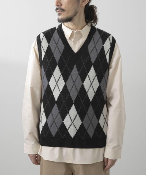 ITEMS URBANRESEARCH(アイテムズ アーバンリサーチ)の「ウール混アーガイルVネックニットベスト(ベスト・メンズ・ブルー/ブラック・LARGE/MEDIUM)」の14枚目の写真