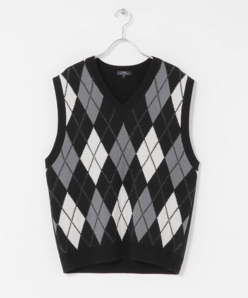 ITEMS URBANRESEARCH(アイテムズ アーバンリサーチ)の「ウール混アーガイルVネックニットベスト(ベスト・メンズ・ブルー/ブラック・LARGE/MEDIUM)」の3枚目の写真