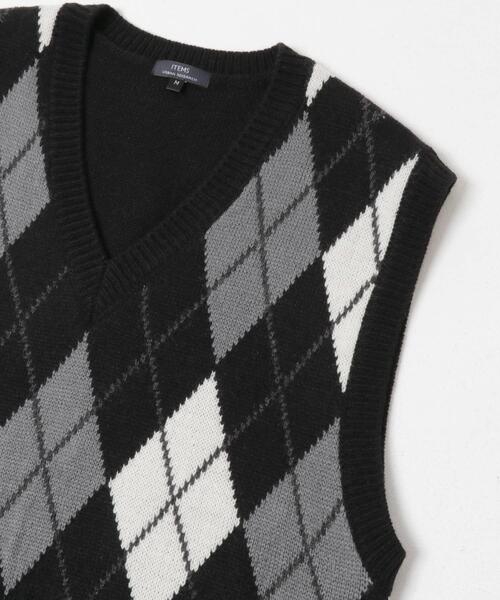 ITEMS URBANRESEARCH(アイテムズ アーバンリサーチ)の「ウール混アーガイルVネックニットベスト(ベスト・メンズ・ブルー/ブラック・LARGE/MEDIUM)」の4枚目の写真