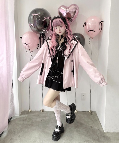 【美品】チェスティ　レザージャケット　ライダース　フリル　ピンク　1 M 美品】チェスティ レザージャケット ライダース フリル ピンク 1 M