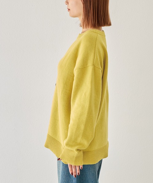 LAVEANGE（ラビアンジェ）の「【洗える】スキッパーニットカーデ（カーディガン/ボレロ・レディース・イエロー/ブラウン/ブラック・F/3L/4L）」の15枚目の写真