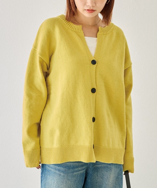 LAVEANGE（ラビアンジェ）の「【洗える】スキッパーニットカーデ（カーディガン/ボレロ・レディース・イエロー/ブラウン/ブラック・F/3L/4L）」の5枚目の写真