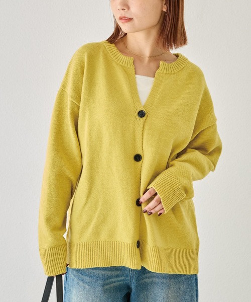 LAVEANGE（ラビアンジェ）の「【洗える】スキッパーニットカーデ（カーディガン/ボレロ・レディース・イエロー/ブラウン/ブラック・F/3L/4L）」の6枚目の写真