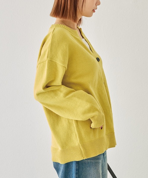 LAVEANGE（ラビアンジェ）の「【洗える】スキッパーニットカーデ（カーディガン/ボレロ・レディース・イエロー/ブラウン/ブラック・F/3L/4L）」の7枚目の写真