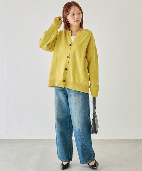 LAVEANGE（ラビアンジェ）の「【洗える】スキッパーニットカーデ（カーディガン/ボレロ・レディース・イエロー/ブラウン/ブラック・F/3L/4L）」の10枚目の写真