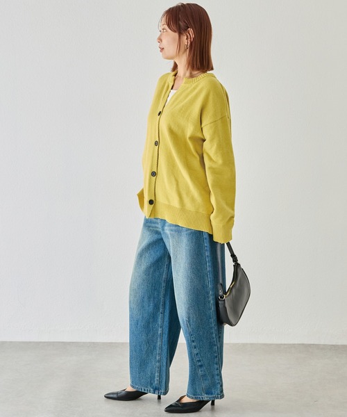 LAVEANGE（ラビアンジェ）の「【洗える】スキッパーニットカーデ（カーディガン/ボレロ・レディース・イエロー/ブラウン/ブラック・F/3L/4L）」の12枚目の写真