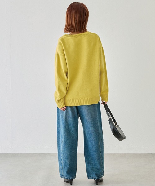 LAVEANGE（ラビアンジェ）の「【洗える】スキッパーニットカーデ（カーディガン/ボレロ・レディース・イエロー/ブラウン/ブラック・F/3L/4L）」の13枚目の写真