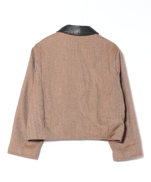 STYLEBLOCK(スタイルブロック)の「ミックスへリンボン合皮衿ジャケット(その他アウター・レディース・ブラウン/ブラック・M)」の3枚目の写真