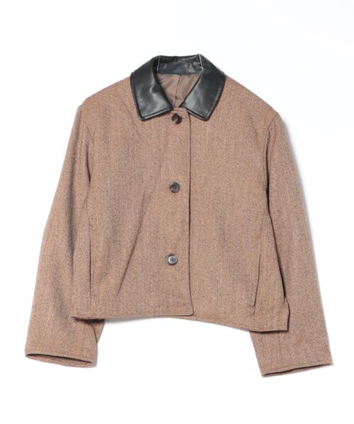 STYLEBLOCK(スタイルブロック)の「ミックスへリンボン合皮衿ジャケット(その他アウター・レディース・ブラウン/ブラック・M)」の5枚目の写真