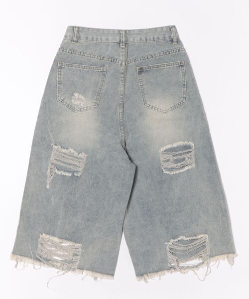 Mayree（メイリー）の「【Mayree】ハイウエスト ハーフ丈 ワイド デニム パンツ（デニムパンツ・レディース・ブルー・SMALL/MEDIUM/LARGE）」の2枚目の写真