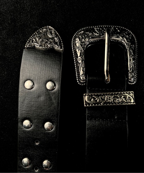 CALIFORNIA OUTFITTERS(カリフォルニア アウトフィッターズ)の「10A14 シルバー スタッズ ウエスタンバックル ベルト(ベルト・メンズ・ブラック・ONESIZE)」の4枚目の写真